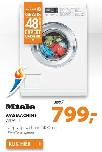 Aanbiedingen Miele wasmachine wda111 - Miele - Geldig van 08/08/2016 tot 14/08/2016 bij Expert