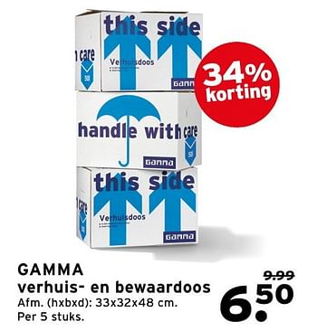 Aanbiedingen Gamma verhuis- en bewaardoos - Gamma - Geldig van 08/08/2016 tot 14/08/2016 bij Gamma