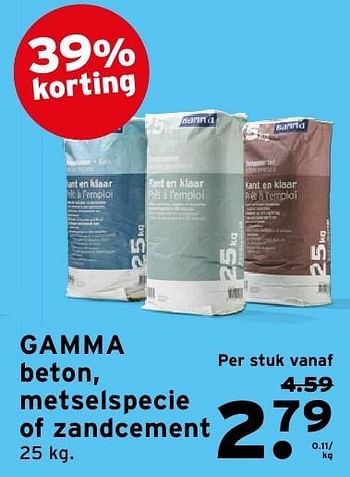 Aanbiedingen Gamma beton, metselspecie of zandcement - Gamma - Geldig van 08/08/2016 tot 14/08/2016 bij Gamma