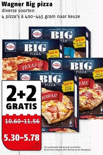 Aanbiedingen Wagner big pizza - Original Wagner - Geldig van 08/08/2016 tot 14/08/2016 bij Poiesz