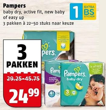 Aanbiedingen Pampers baby dry, active fit, new baby of easy up - Pampers - Geldig van 08/08/2016 tot 14/08/2016 bij Poiesz