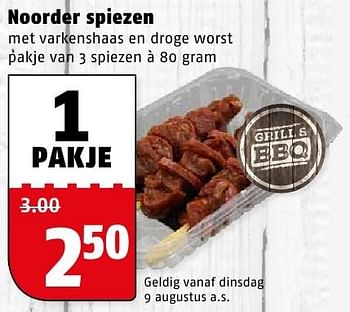 Aanbiedingen Noorder spiezen - Huismerk Poiesz - Geldig van 08/08/2016 tot 14/08/2016 bij Poiesz
