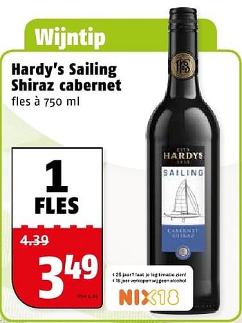 Aanbiedingen Hardy`s sailing shiraz cabernet - Rode wijnen - Geldig van 08/08/2016 tot 14/08/2016 bij Poiesz