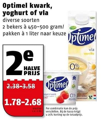 Aanbiedingen Optimel kwark, yoghurt of vla - Optimel - Geldig van 08/08/2016 tot 14/08/2016 bij Poiesz