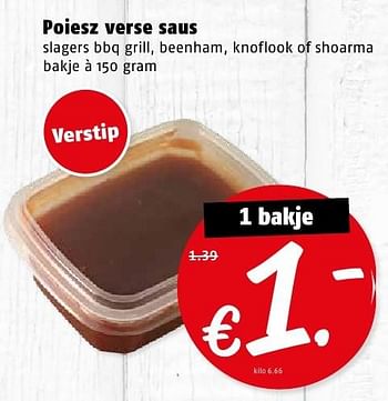 Aanbiedingen Poiesz verse saus - Huismerk Poiesz - Geldig van 08/08/2016 tot 14/08/2016 bij Poiesz