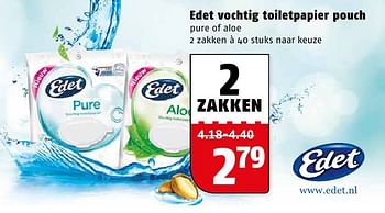 Aanbiedingen Edet vochtig toiletpapier pouch - Edet - Geldig van 08/08/2016 tot 14/08/2016 bij Poiesz