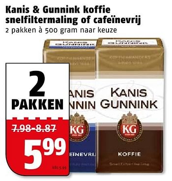 Aanbiedingen Kanis + gunnink koffie snelfiltermaling of cafeïnevrij - Kanis Gunnink - Geldig van 08/08/2016 tot 14/08/2016 bij Poiesz