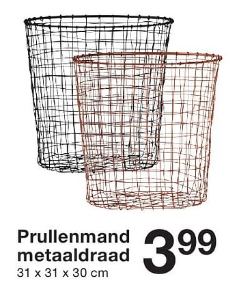 Aanbiedingen Prullenmand metaaldraad - Huismerk - Zeeman  - Geldig van 13/08/2016 tot 19/08/2016 bij Zeeman