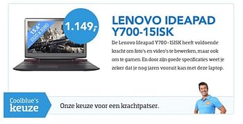 Aanbiedingen Lenovo ideapad y700-15isk - Lenovo - Geldig van 01/08/2016 tot 31/08/2016 bij Coolblue