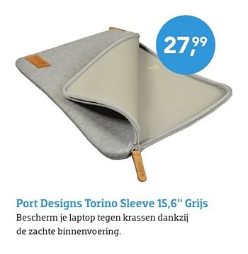 Aanbiedingen Port designs torino sleeve 15,6`` grijs - Port Designs - Geldig van 01/08/2016 tot 31/08/2016 bij Coolblue