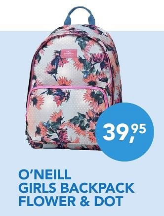 Aanbiedingen O`neill girls backpack flower + dot - O'Neill - Geldig van 01/08/2016 tot 31/08/2016 bij Coolblue