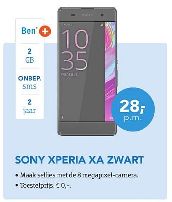 Aanbiedingen Sony xperia xa zwart - Sony - Geldig van 01/08/2016 tot 31/08/2016 bij Coolblue