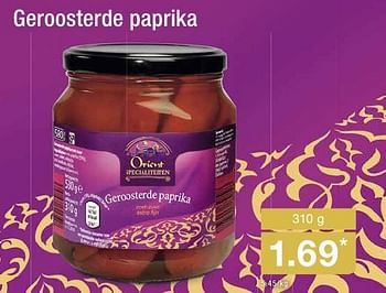 Aanbiedingen Geroosterde paprika - Orient Specialiteiten - Geldig van 10/08/2016 tot 16/08/2016 bij Aldi