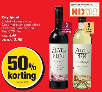 Aanbiedingen Zuydpunt zuid-afrikaanse wijn - Witte wijnen - Geldig van 10/08/2016 tot 16/08/2016 bij Hoogvliet