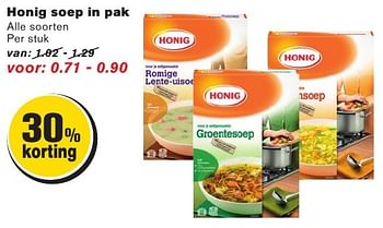 Aanbiedingen Honig soep in pak - Honig - Geldig van 10/08/2016 tot 16/08/2016 bij Hoogvliet