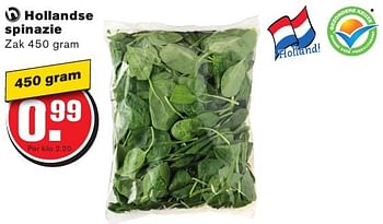 Aanbiedingen Hollandse spinazie - Huismerk - Hoogvliet - Geldig van 10/08/2016 tot 16/08/2016 bij Hoogvliet
