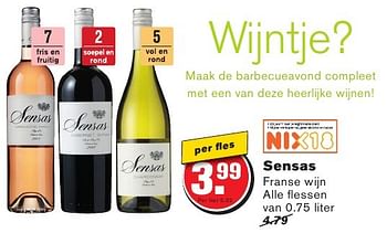 Aanbiedingen Sensas franse wijn - Rode wijnen - Geldig van 10/08/2016 tot 16/08/2016 bij Hoogvliet