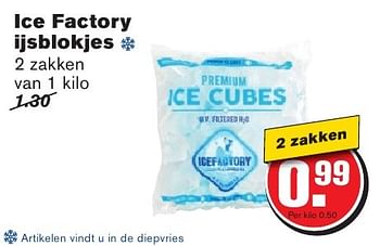 Aanbiedingen Ice factory ijsblokjes - Ice Factory - Geldig van 10/08/2016 tot 16/08/2016 bij Hoogvliet