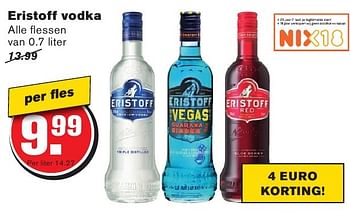 Aanbiedingen Eristoff vodka - Eristoff - Geldig van 10/08/2016 tot 16/08/2016 bij Hoogvliet