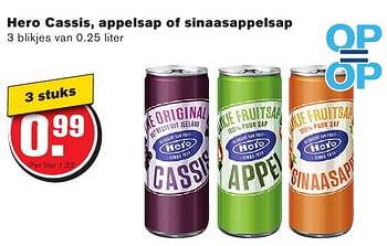 Aanbiedingen Hero cassis, appelsap of sinaasappelsap - Hero - Geldig van 10/08/2016 tot 16/08/2016 bij Hoogvliet