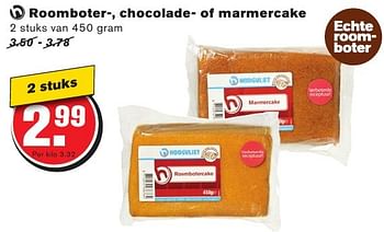 Aanbiedingen Roomboter, chocolade of marmercake - Huismerk - Hoogvliet - Geldig van 10/08/2016 tot 16/08/2016 bij Hoogvliet