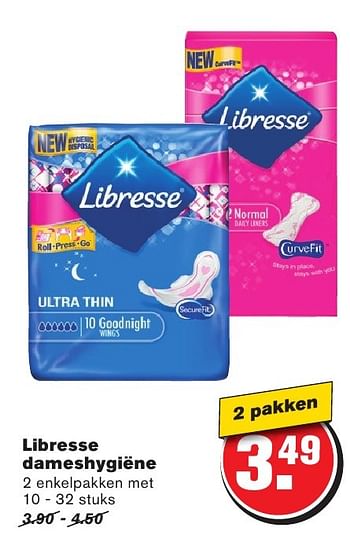 Aanbiedingen Libresse dameshygiëne - Libresse - Geldig van 10/08/2016 tot 16/08/2016 bij Hoogvliet