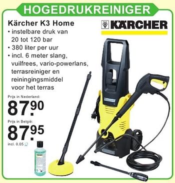 Aanbiedingen Kärcher k3 home hogedrukreiniger - Kärcher - Geldig van 15/08/2016 tot 04/09/2016 bij Van Cranenbroek