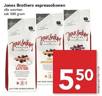 Aanbiedingen Jones brothers espressobonen - Jones Brothers Coffee - Geldig van 14/08/2016 tot 20/08/2016 bij Deen Supermarkten