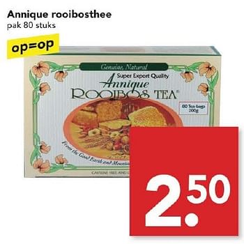 Aanbiedingen Annique rooibosthee - Annique - Geldig van 14/08/2016 tot 20/08/2016 bij Deen Supermarkten