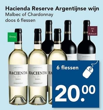 Aanbiedingen Hacienda reserve argentijnse wijn - Witte wijnen - Geldig van 14/08/2016 tot 20/08/2016 bij Deen Supermarkten