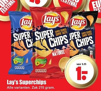 Aanbiedingen Lay`s superchips - Lay's - Geldig van 14/08/2016 tot 20/08/2016 bij Lekker Doen