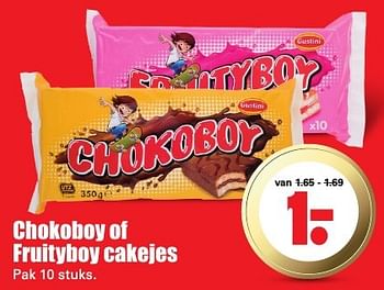 Aanbiedingen Chokoboy of fruityboy cakejes - Gustini - Geldig van 14/08/2016 tot 20/08/2016 bij Lekker Doen
