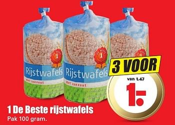 Aanbiedingen 1 de beste rijstwafels - 1 de beste - Geldig van 14/08/2016 tot 20/08/2016 bij Lekker Doen