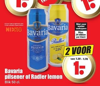 Aanbiedingen Bavaria pilsener of radler lemon - Bavaria - Geldig van 14/08/2016 tot 20/08/2016 bij Lekker Doen
