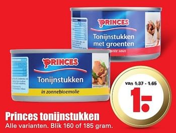 Aanbiedingen Princes tonijnstukken - Princes - Geldig van 14/08/2016 tot 20/08/2016 bij Lekker Doen