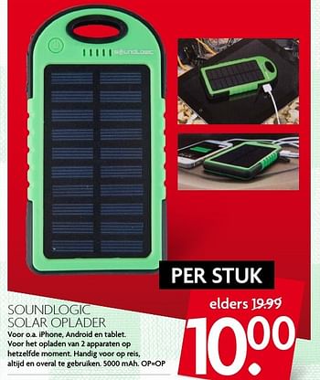 Aanbiedingen Soundlogic solar oplader - SoundLogic - Geldig van 14/08/2016 tot 20/08/2016 bij Deka Markt