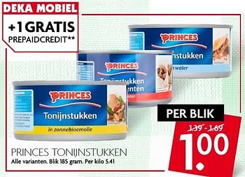 Aanbiedingen Princes tonijnstukken - Princes - Geldig van 14/08/2016 tot 20/08/2016 bij Deka Markt