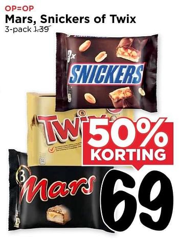 Aanbiedingen Mars, snickers of twix - Mars Snacks - Geldig van 14/08/2016 tot 20/08/2016 bij Vomar