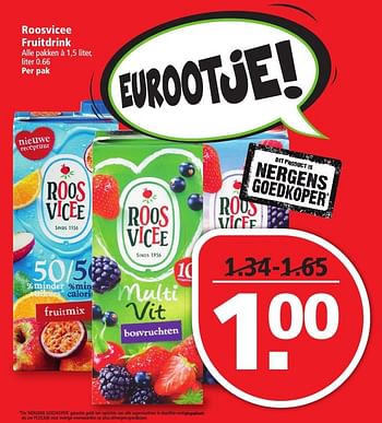 Aanbiedingen Roosvicee fruitdrink - Roosvicee - Geldig van 14/08/2016 tot 20/08/2016 bij Plus