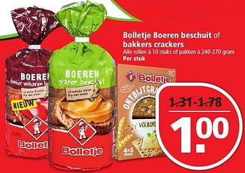 Aanbiedingen Bolletje boeren beschuit of bakkers crackers - Bolletje - Geldig van 14/08/2016 tot 20/08/2016 bij Plus