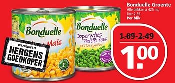 Aanbiedingen Bonduelle groente - Bonduelle - Geldig van 14/08/2016 tot 20/08/2016 bij Plus