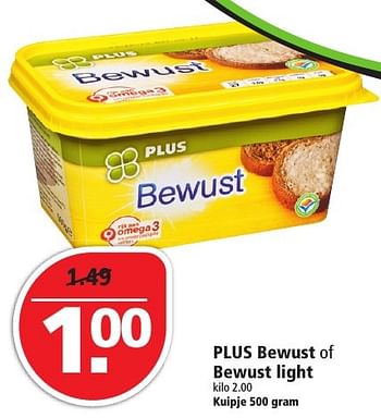 Aanbiedingen Plus bewust of bewust light - Huismerk - Plus - Geldig van 14/08/2016 tot 20/08/2016 bij Plus