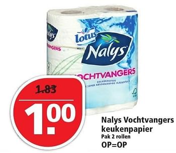 Aanbiedingen Nalys vochtvangers keukenpapier - Nalys - Geldig van 14/08/2016 tot 20/08/2016 bij Plus