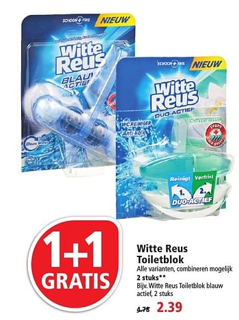 Aanbiedingen Witte reus toiletblok blauw actief - Witte reus - Geldig van 14/08/2016 tot 20/08/2016 bij Plus