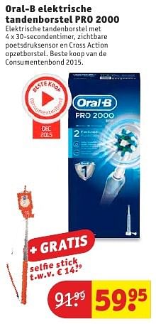 Aanbiedingen Oral-b elektrische tandenborstel pro 2000 - Oral-B - Geldig van 09/08/2016 tot 21/08/2016 bij Kruidvat