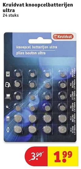 Aanbiedingen Kruidvat knoopcelbatterijen ultra - Huismerk - Kruidvat - Geldig van 09/08/2016 tot 21/08/2016 bij Kruidvat