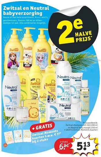 Aanbiedingen Zwitsal shampoo anti-klit en neutral baby wasgel + gratis zwitsal moments kaarten - Zwitsal - Geldig van 09/08/2016 tot 21/08/2016 bij Kruidvat