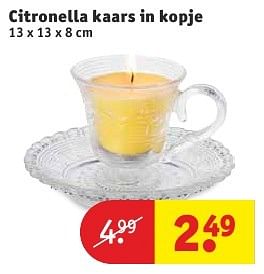 Aanbiedingen Citronella kaars in kopje - Huismerk - Kruidvat - Geldig van 09/08/2016 tot 21/08/2016 bij Kruidvat