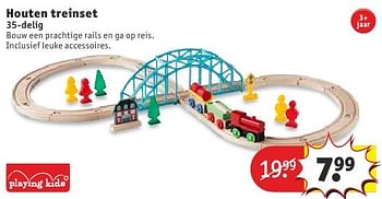 Aanbiedingen Houten treinset - Playing Kids - Geldig van 09/08/2016 tot 21/08/2016 bij Kruidvat