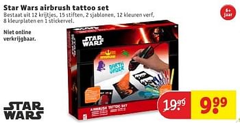 Aanbiedingen Star wars airbrush tattoo set - Star Wars - Geldig van 09/08/2016 tot 21/08/2016 bij Kruidvat
